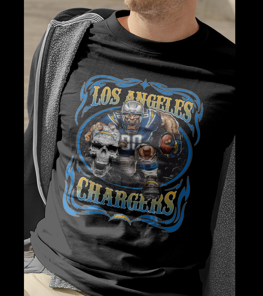 Los Angeles Chargers Football Warrior Skull T-Shirt
