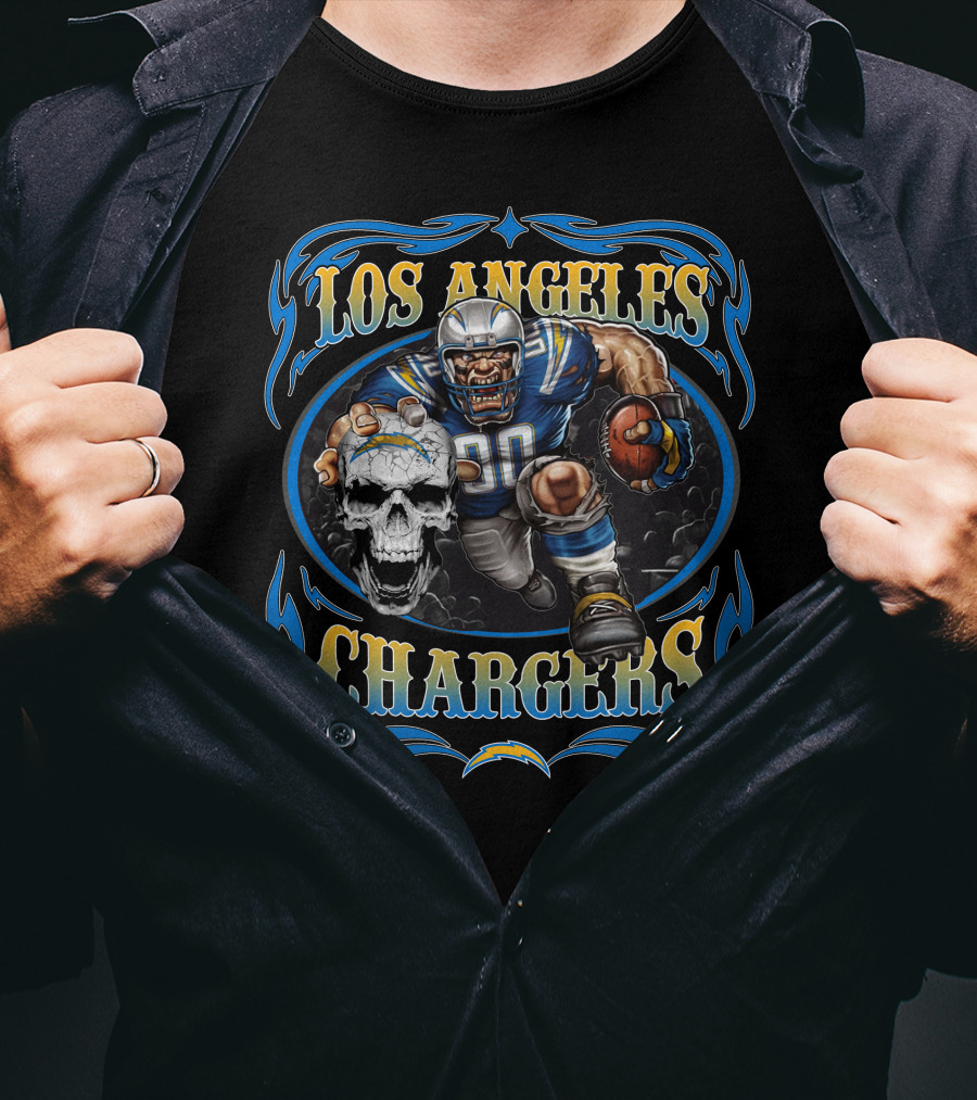 Los Angeles Chargers Football Warrior Skull T-Shirt