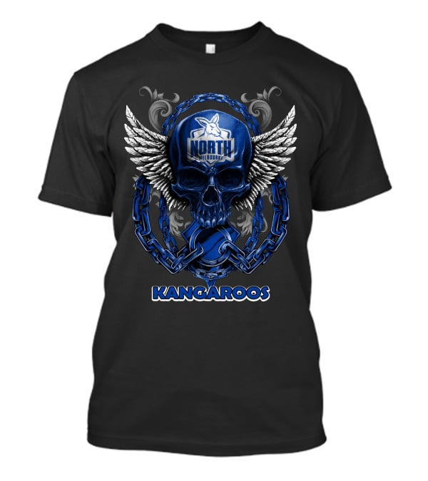 North Melbourne Kangaroos Skull With Wings And Chains T-Shirt
