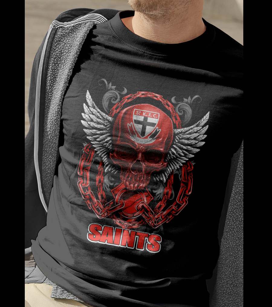 ST Kilda Saints SKFC Skull Wings And Chains T-Shirt