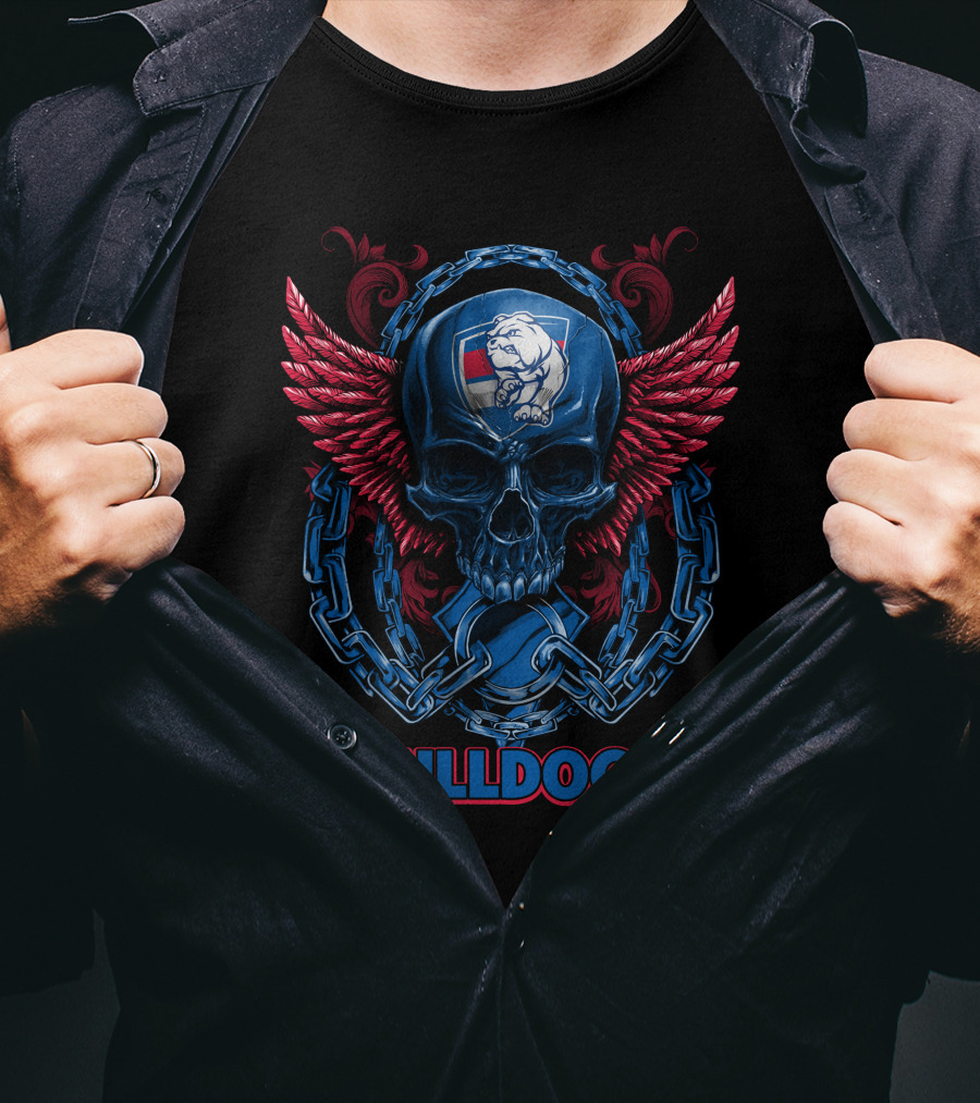 Bulldogs Skull With Winged Chain And Emblem T-Shirt