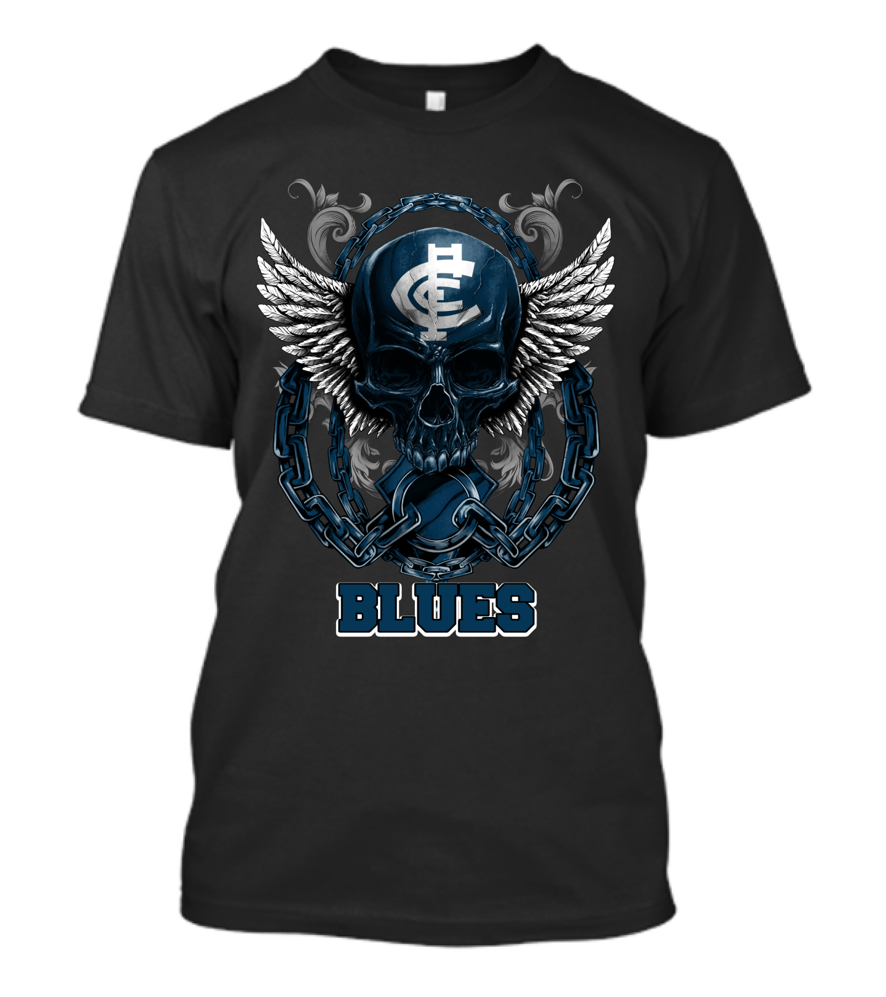Carlton Blues Winged Skull Chain Emblem T-Shirt
