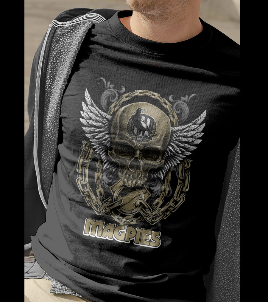 Magpies Skull With Wings And Chains 1892 T-Shirt