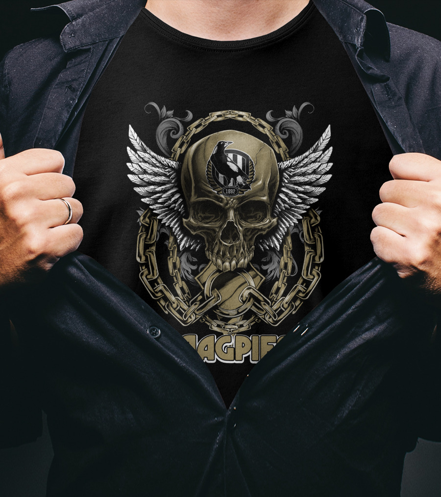 Magpies Skull With Wings And Chains 1892 T-Shirt