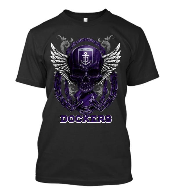Fremantle Dockers Skull With Chains And Wings Design Est. 1994 T-Shirt