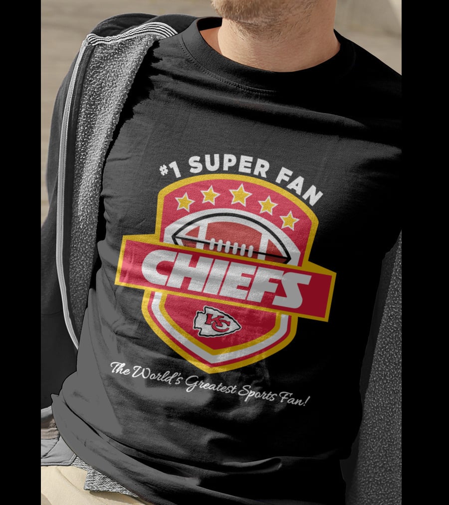 Kansas City Chiefs Football Stars Red Gold Emblem Shield T-Shirt
