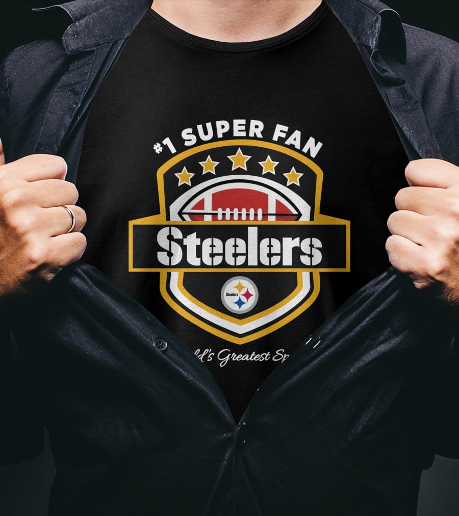 Steelers Football Shield With Stars And Pittsburgh Steelers T-Shirt