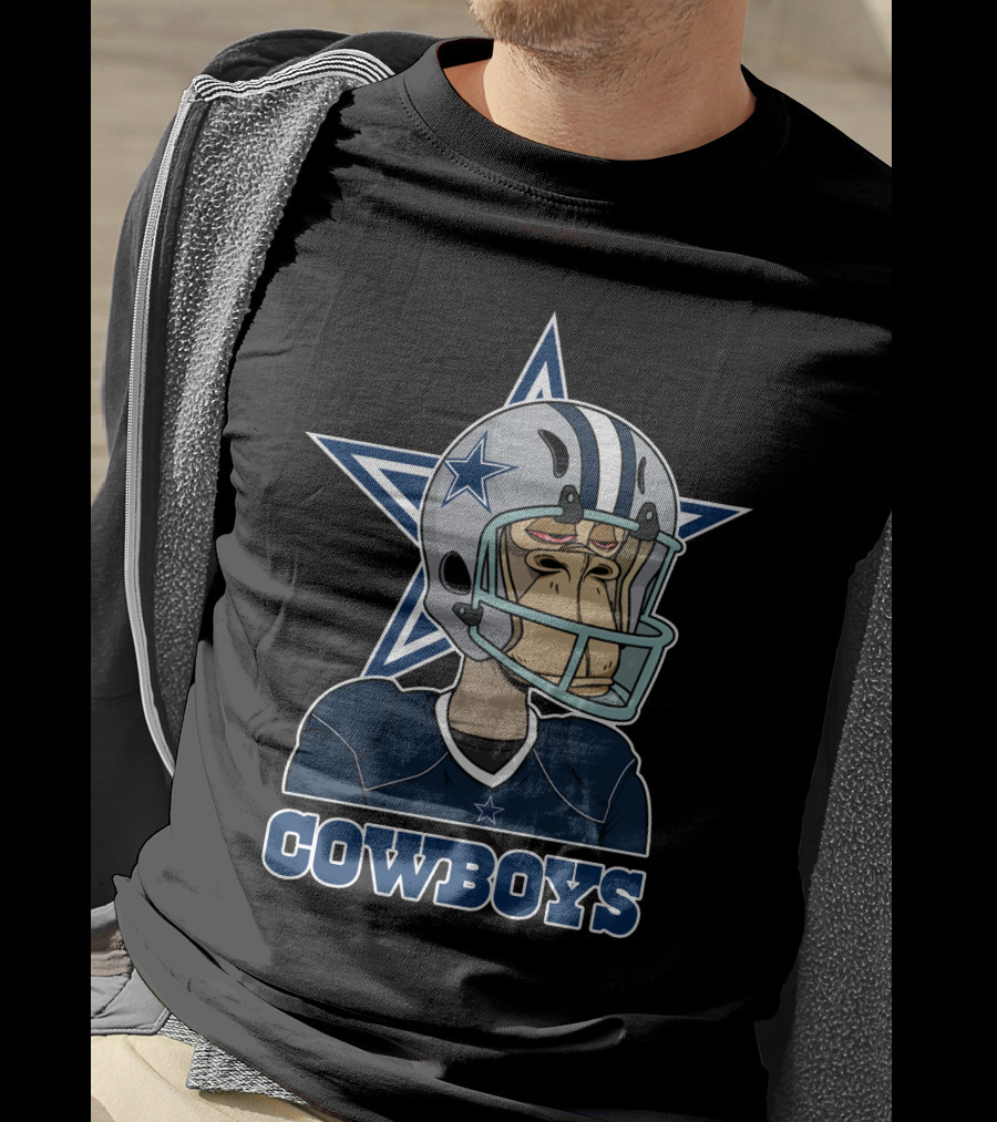 Cowboys Star Helmet Monkey Football Player T-Shirt