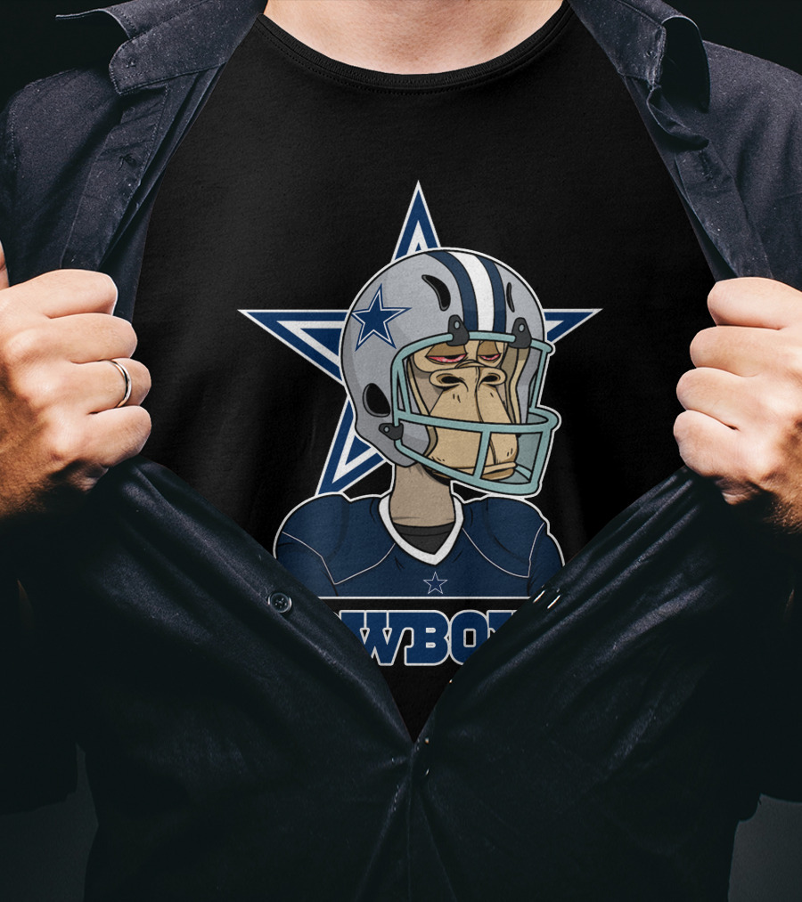 Cowboys Star Helmet Monkey Football Player T-Shirt