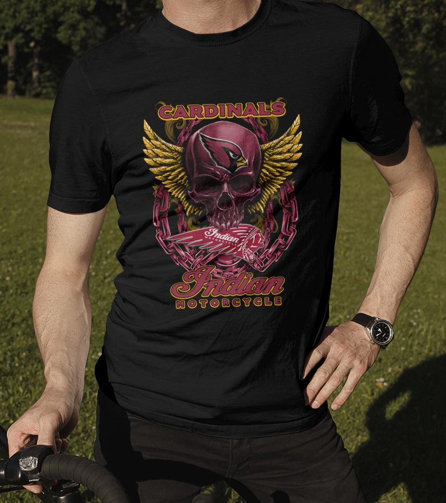 Cardinals Indian Motorcycle Skull Wings T-Shirt