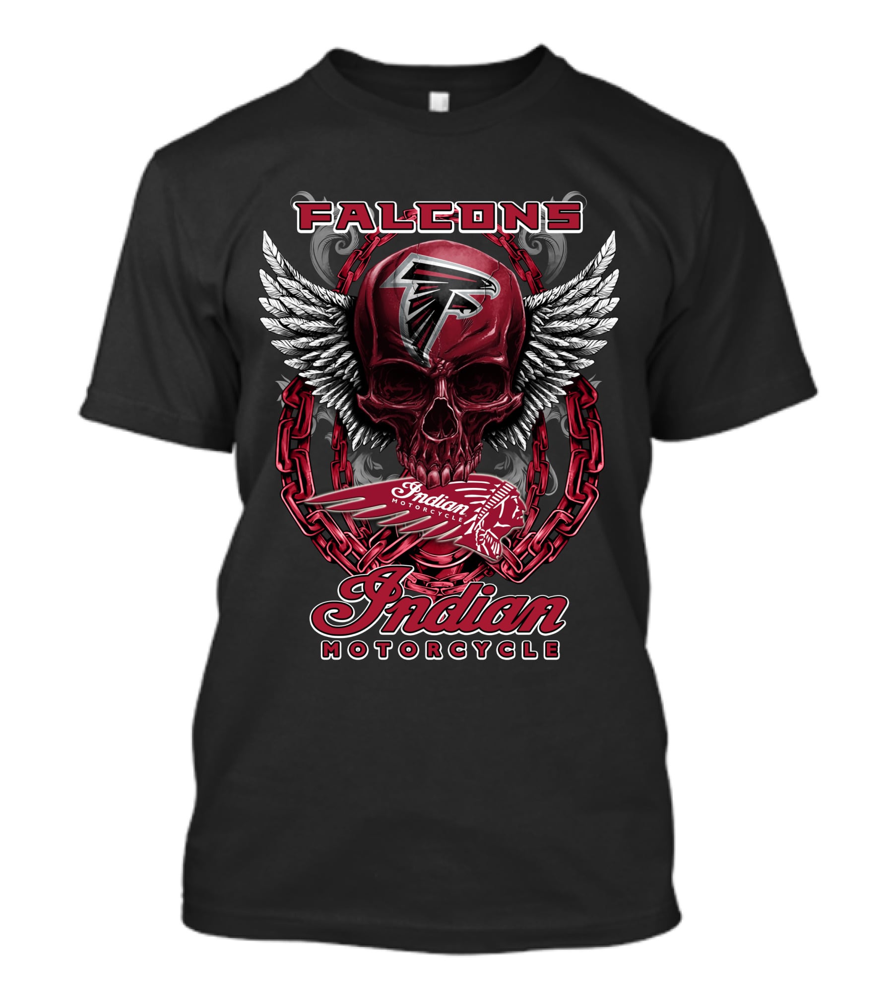 Atlanta Falcons Indian Motorcycle Skull Wings Chains T-Shirt