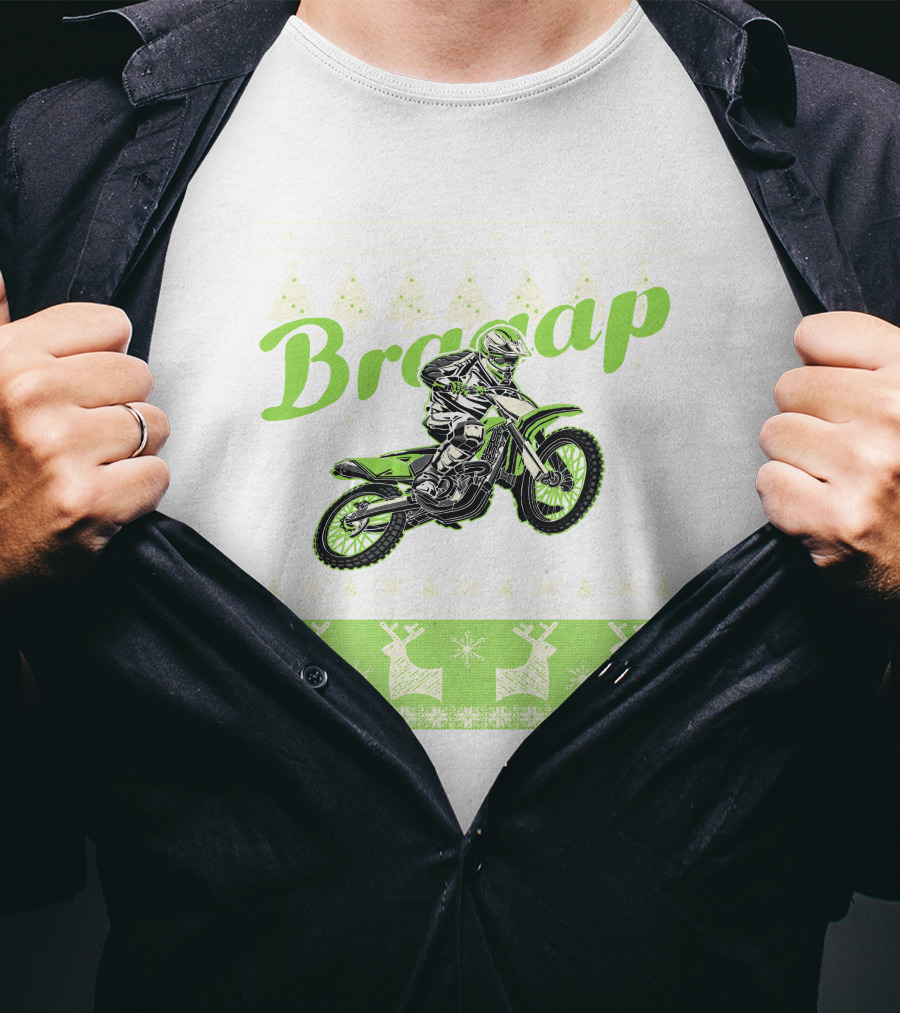 Braap Dirt Bike Motocross Reindeer T-Shirt