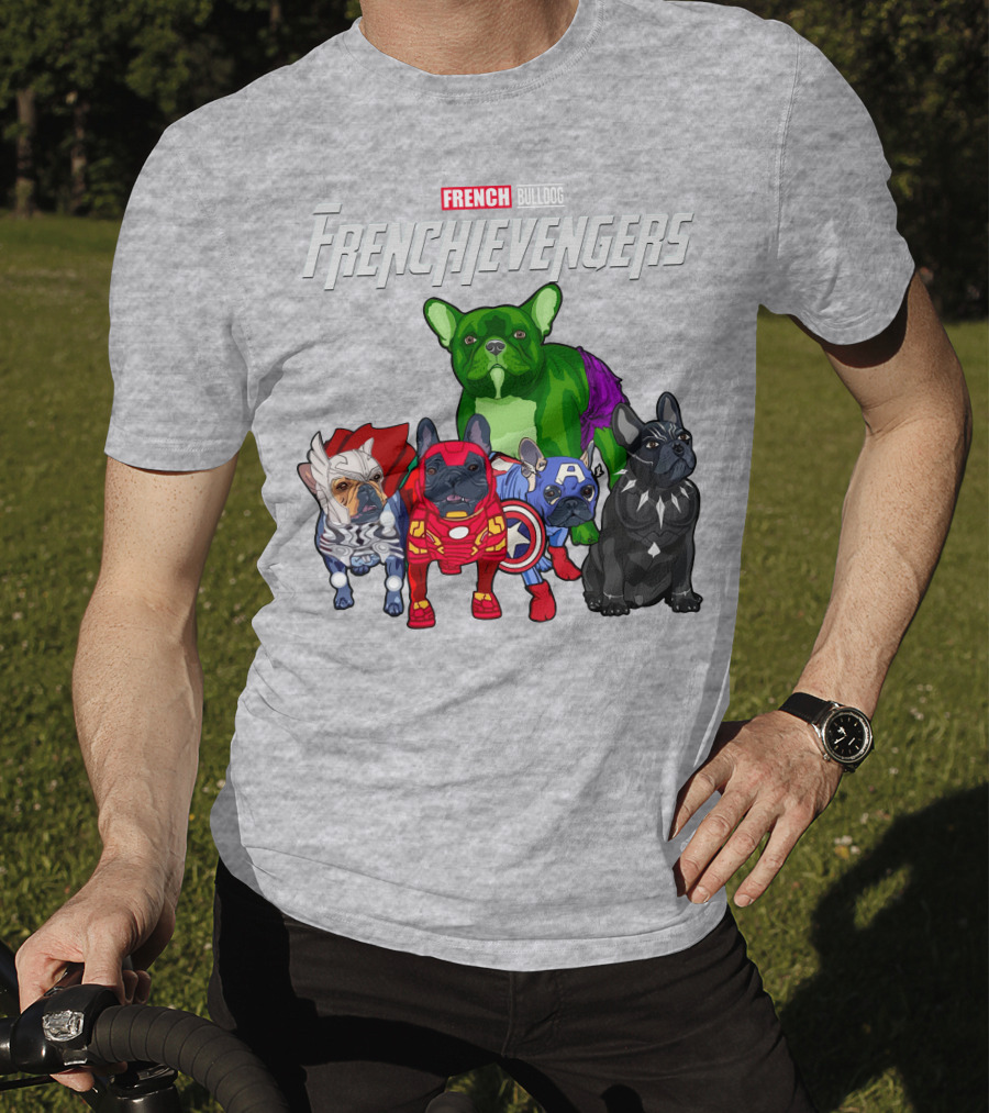 French Bulldog Frenchievengers Superhero Canine Team T-Shirt
