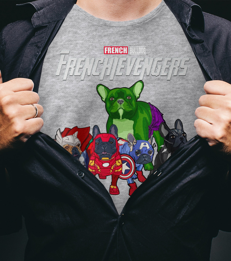 French Bulldog Frenchievengers Superhero Canine Team T-Shirt