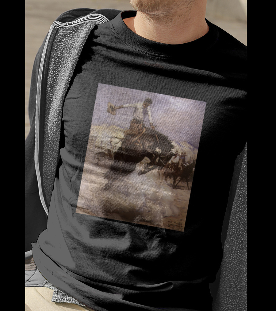 Breezy Riding By Koerner Cowboy Galloping Horse Western T-Shirt