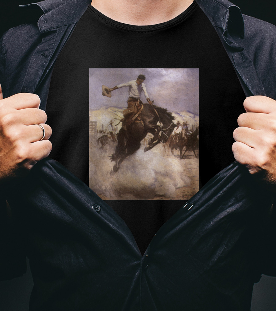 Breezy Riding By Koerner Cowboy Galloping Horse Western T-Shirt