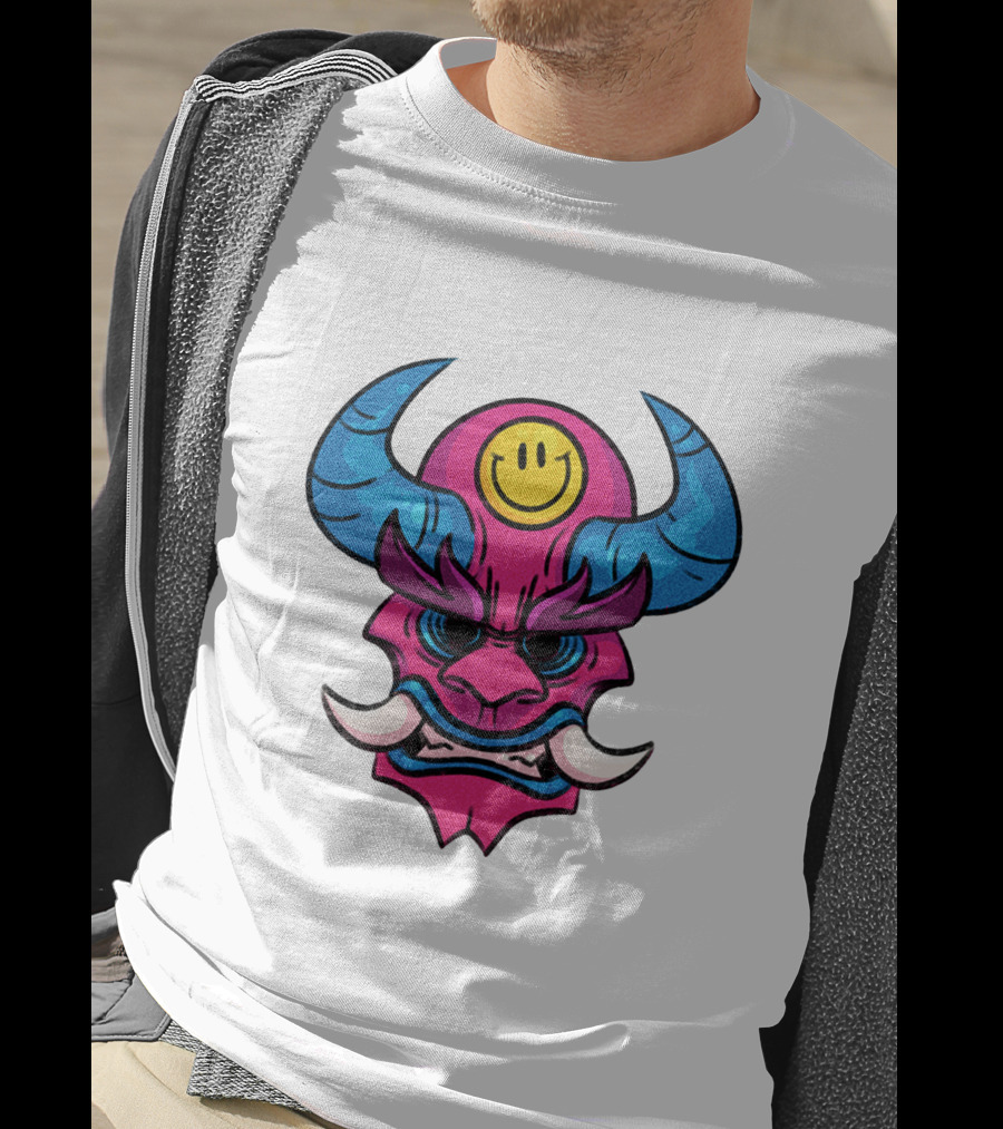 DACREW Oni Mask Smiley Face T-Shirt