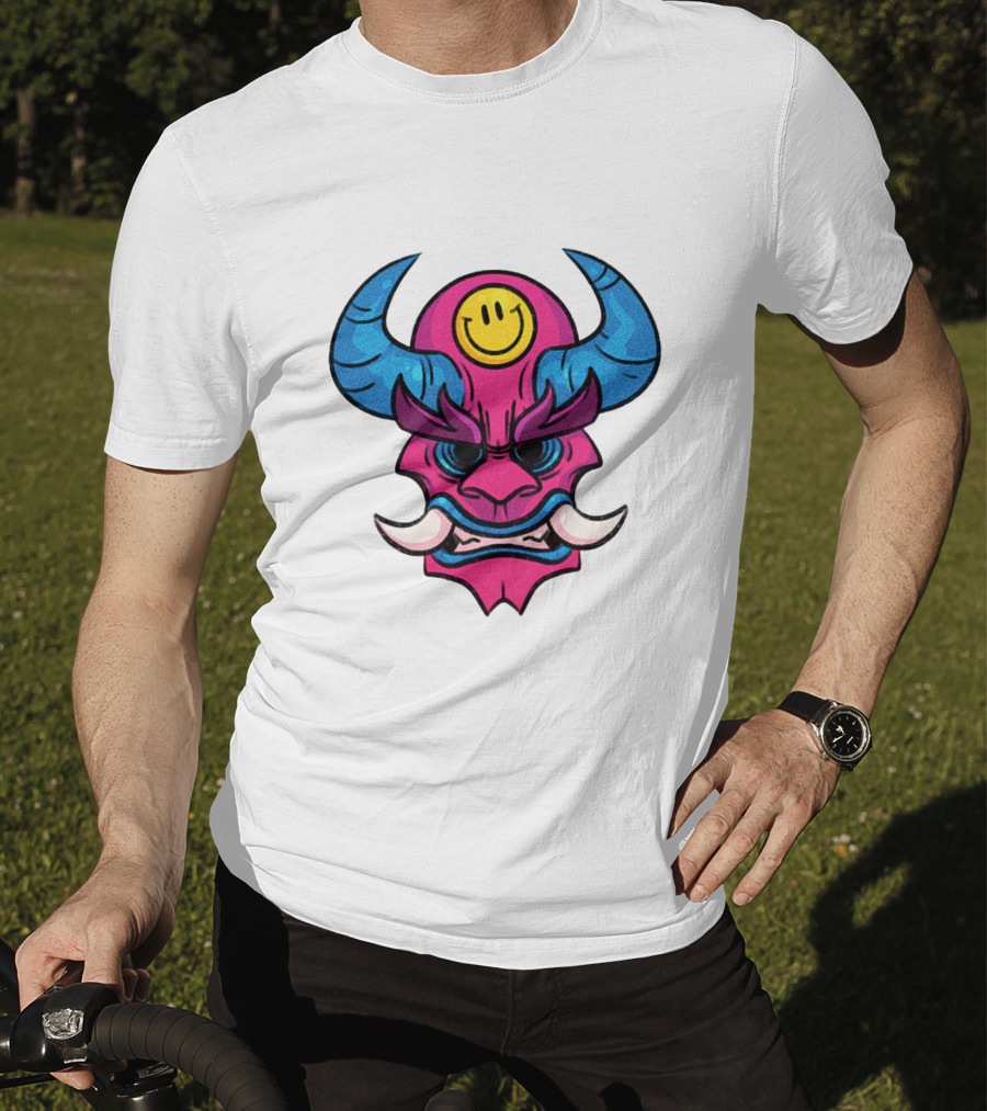 DACREW Oni Mask Smiley Face T-Shirt