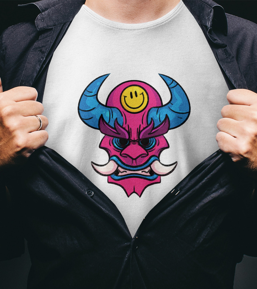 DACREW Oni Mask Smiley Face T-Shirt