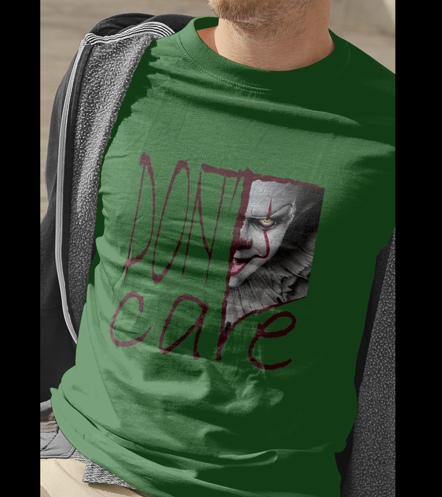 DON'T CARE Pennywise Face Clown Horror T-Shirt