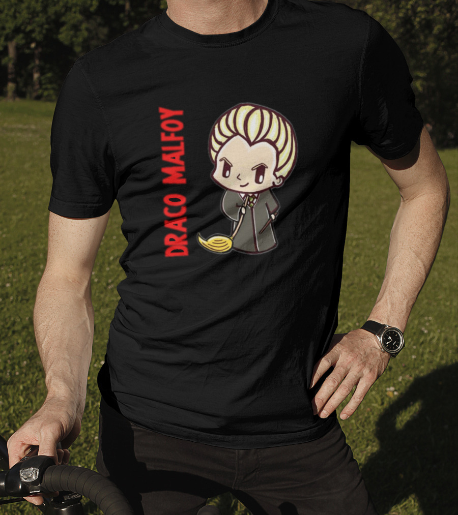 Draco Malfoy Chibi Character With Broom T-Shirt