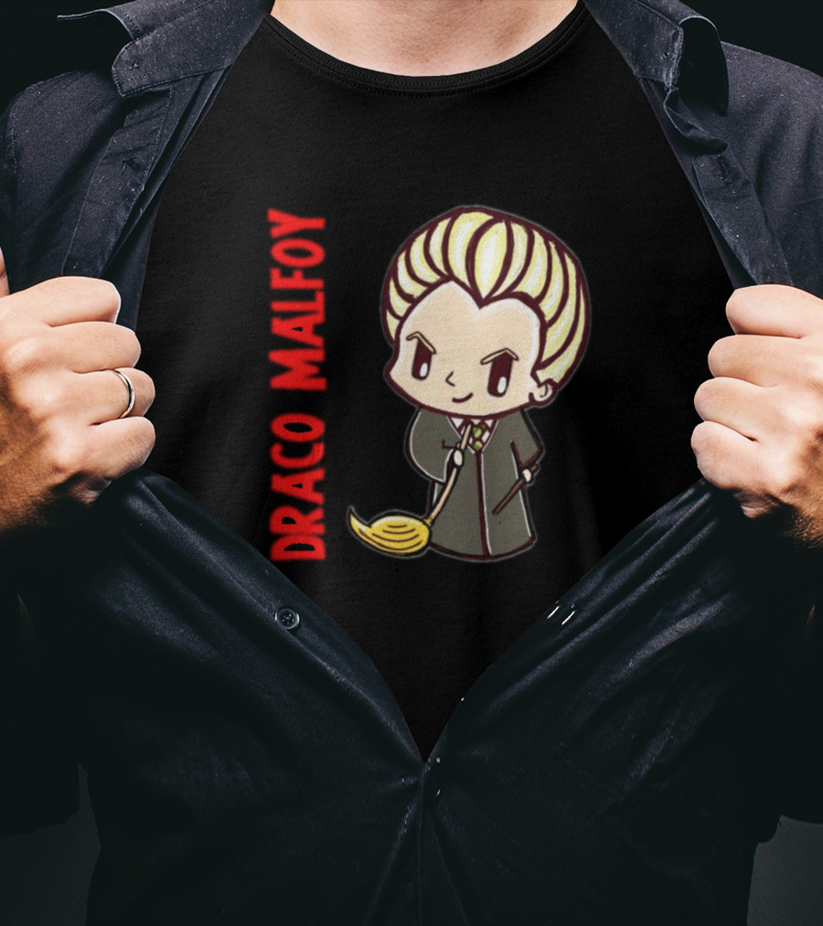 Draco Malfoy Chibi Character With Broom T-Shirt