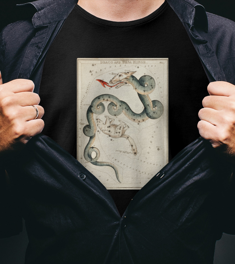 Draco And Ursa Minor Celestial Map T-Shirt