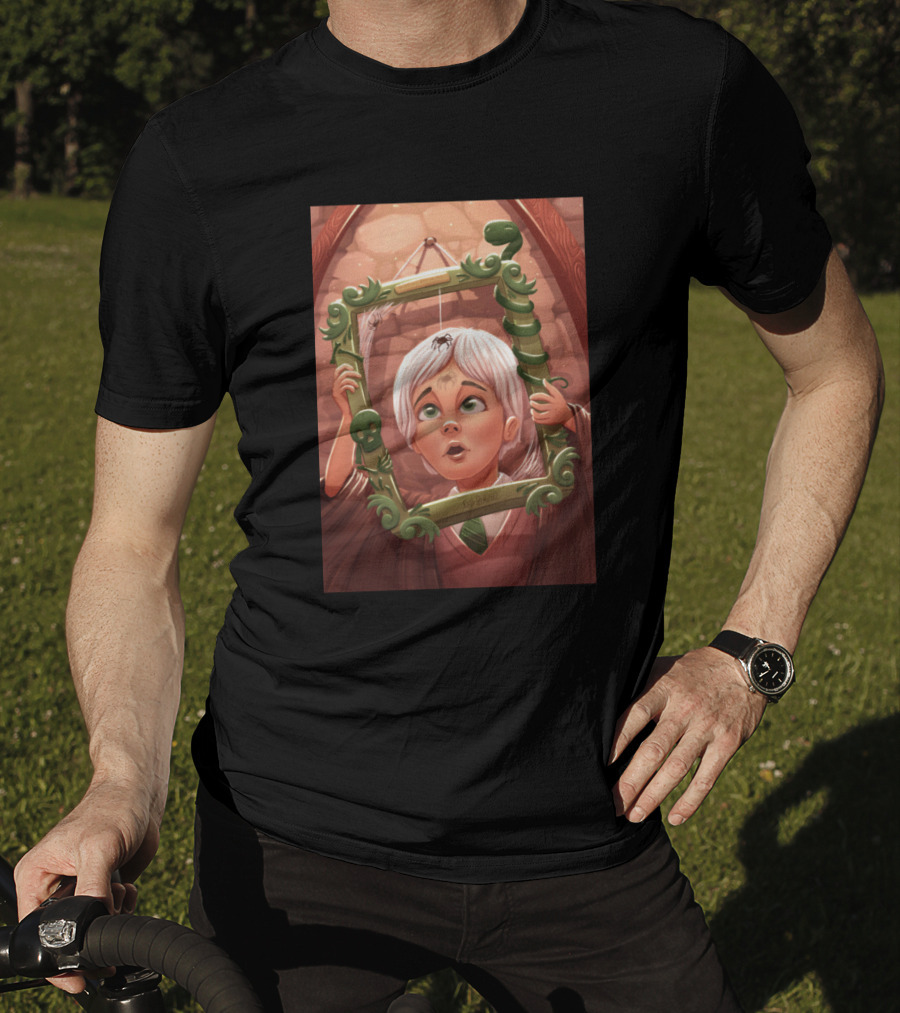 Draco Lucius Malfoy Holding Enchanted Green Frame In Brick Room T-Shirt