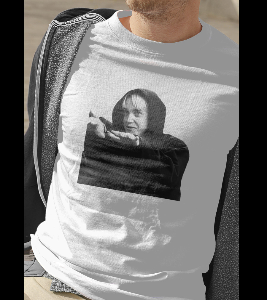 Draco Malfoy Black And White Hooded Cloak Image T-Shirt