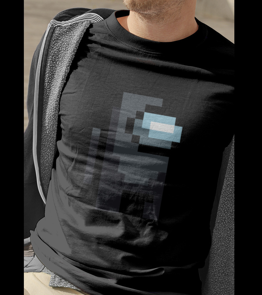 Among Us Crewmate Pixel Art Black Character T-Shirt