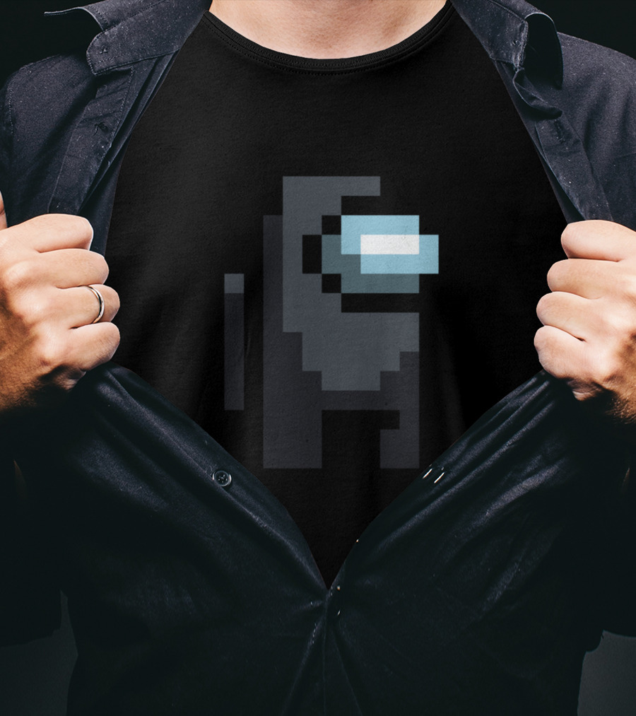 Among Us Crewmate Pixel Art Black Character T-Shirt