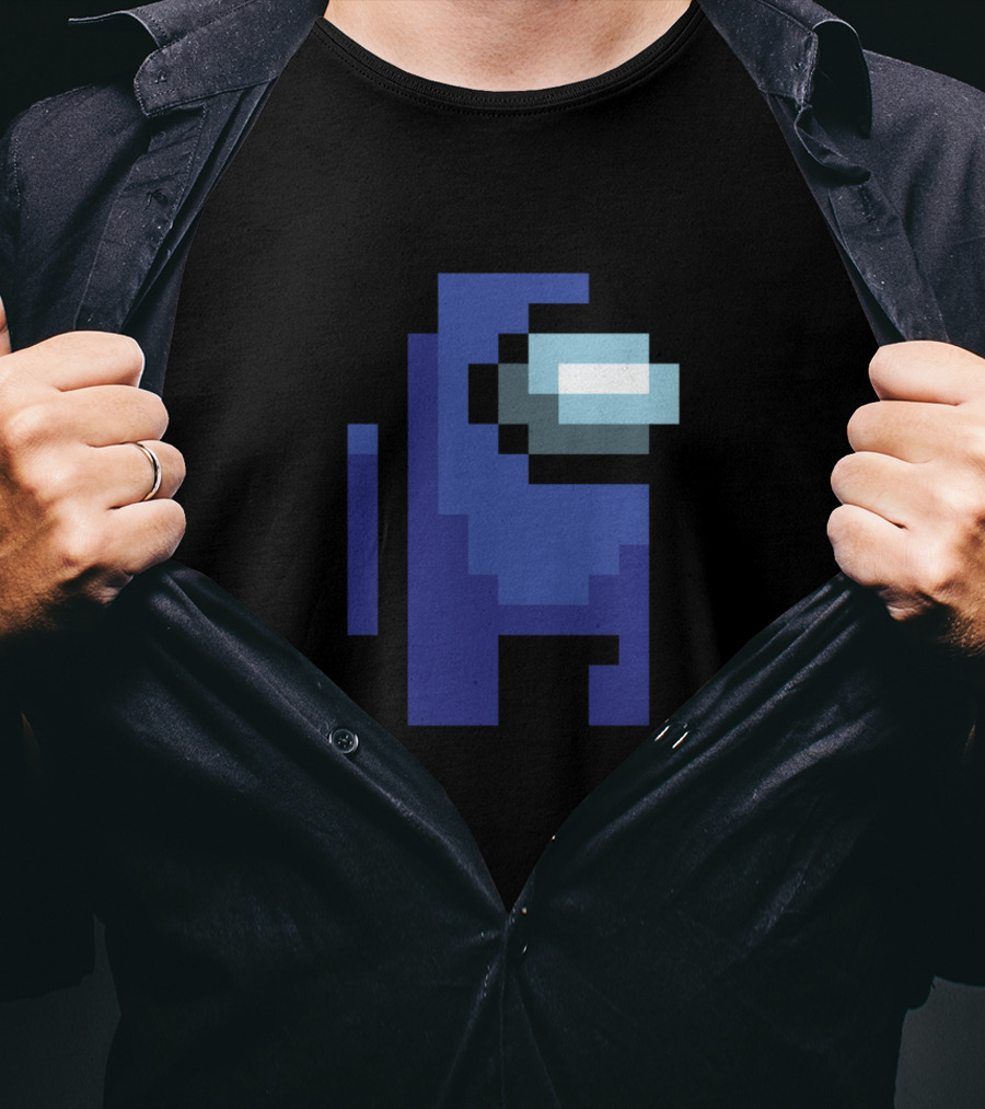 Among Us Blue Crewmate Pixel T-Shirt
