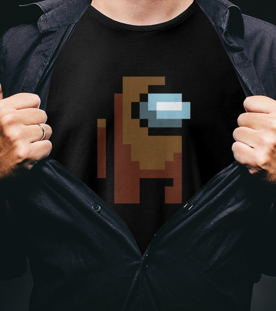 Among Us Crewmate Brown Pixel Character T-Shirt