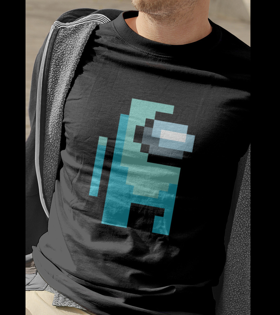 Among Us Cyan Crewmate Pixel T-Shirt