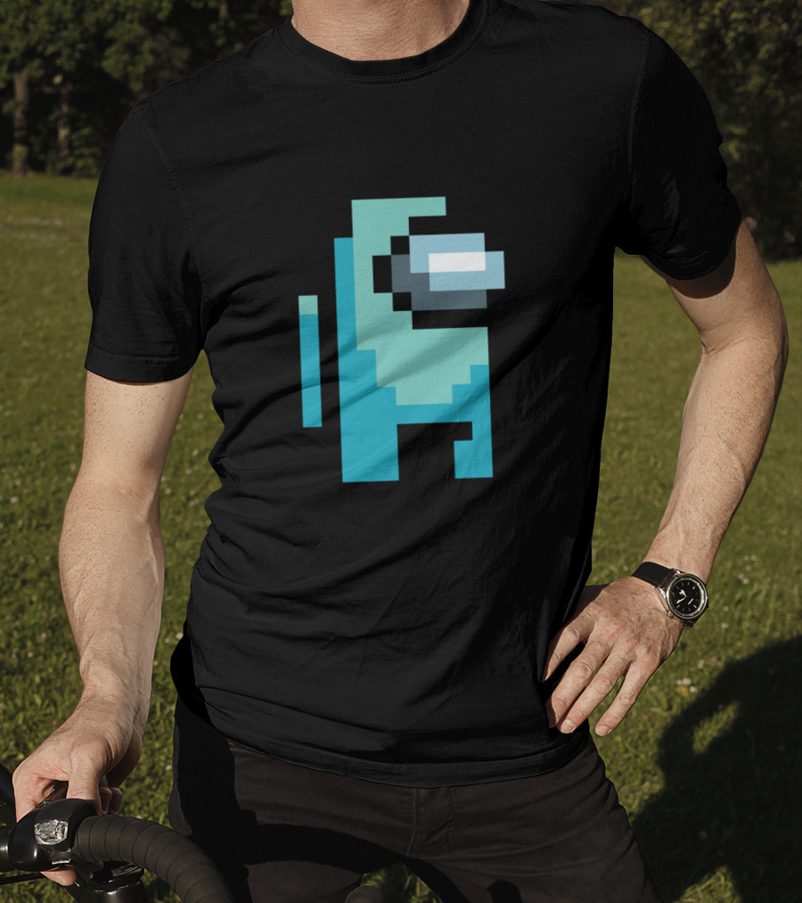 Among Us Cyan Crewmate Pixel T-Shirt