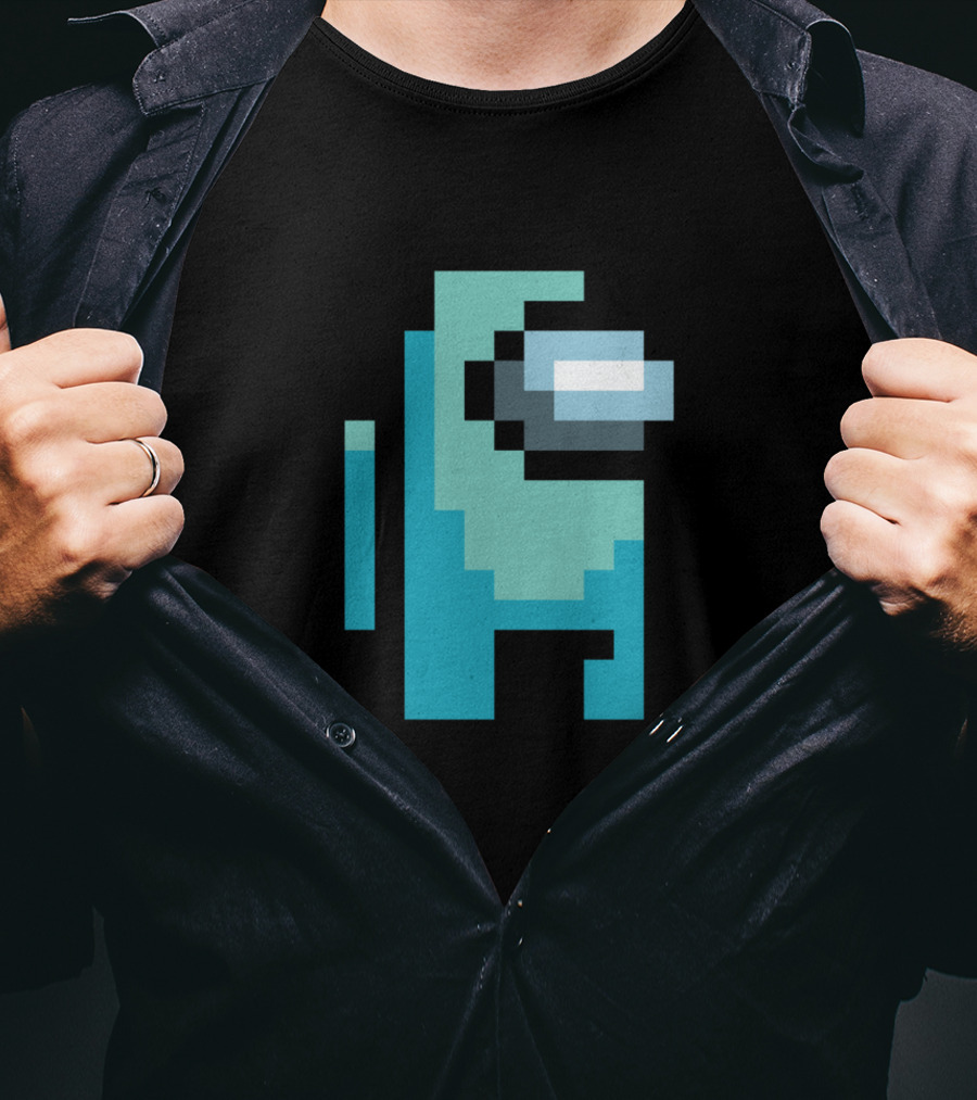 Among Us Cyan Crewmate Pixel T-Shirt