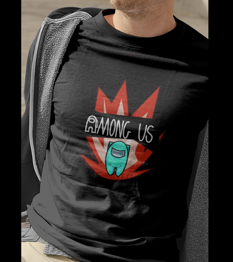 AMONG US Cyanmc4qd Crewmate With Fiery Background T-Shirt