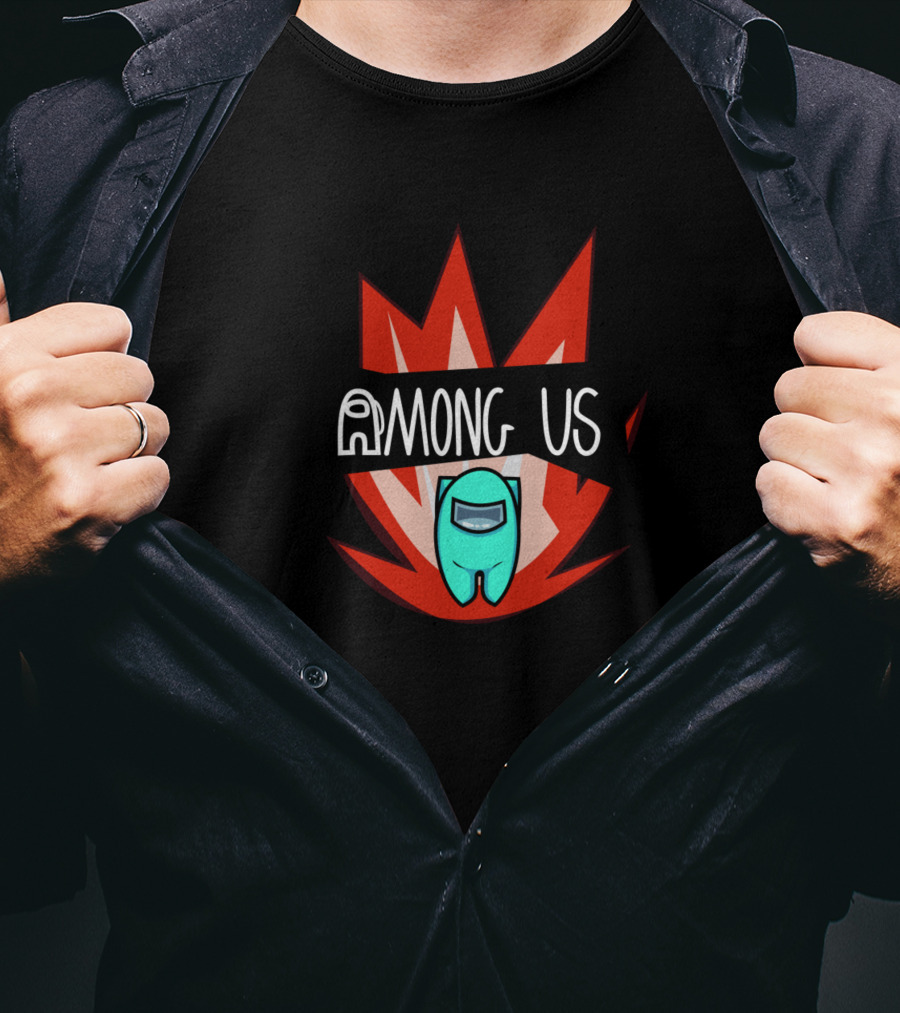 AMONG US Cyanmc4qd Crewmate With Fiery Background T-Shirt