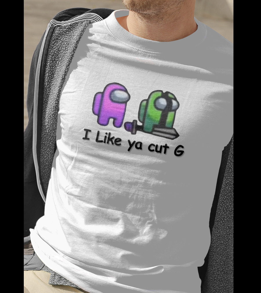 Among Us I Like Ya Cut G Purple And Green Characters With Sword T-Shirt