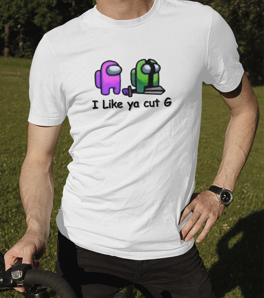 Among Us I Like Ya Cut G Purple And Green Characters With Sword T-Shirt