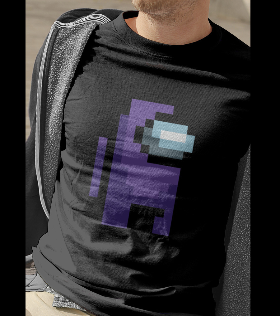 Among Us Purple Character Pixel T-Shirt