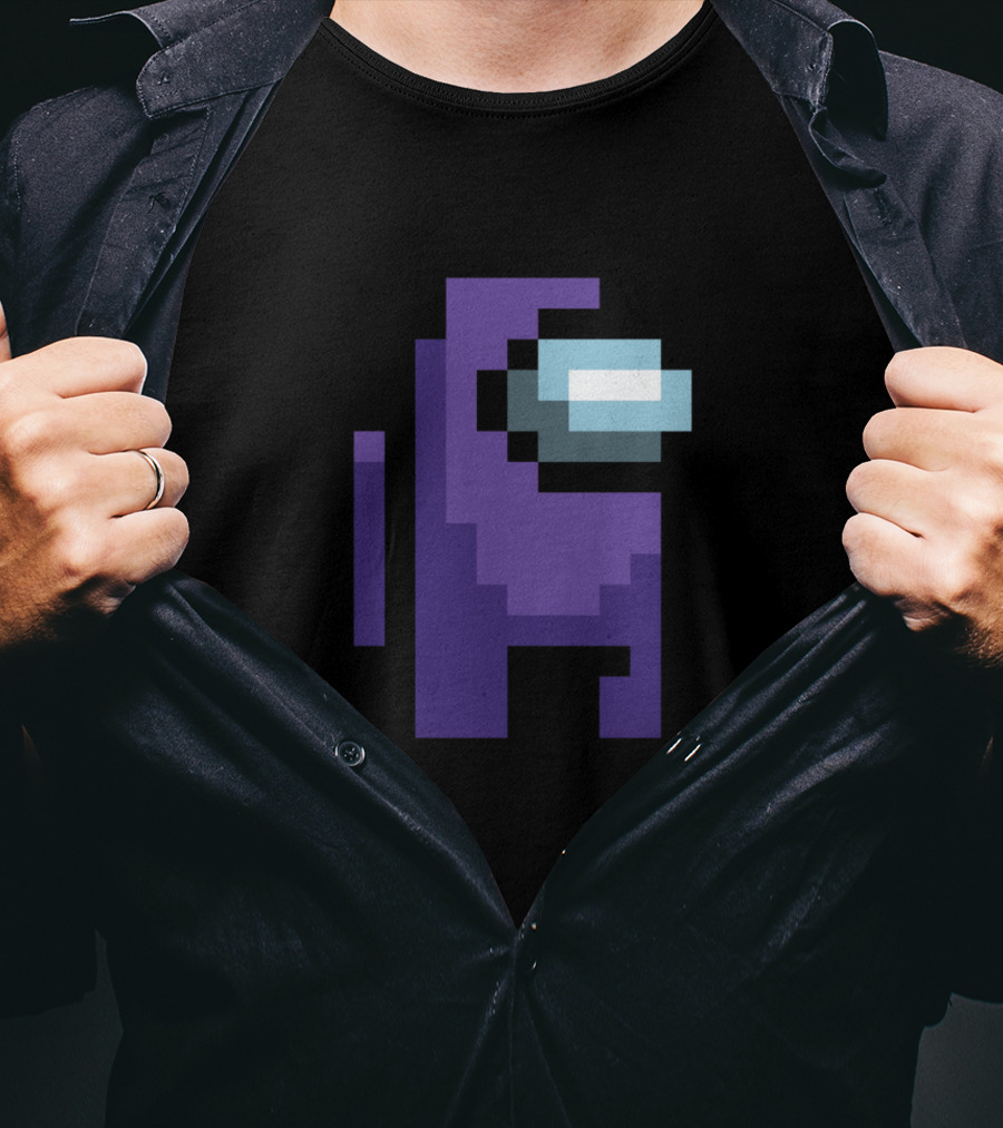 Among Us Purple Character Pixel T-Shirt