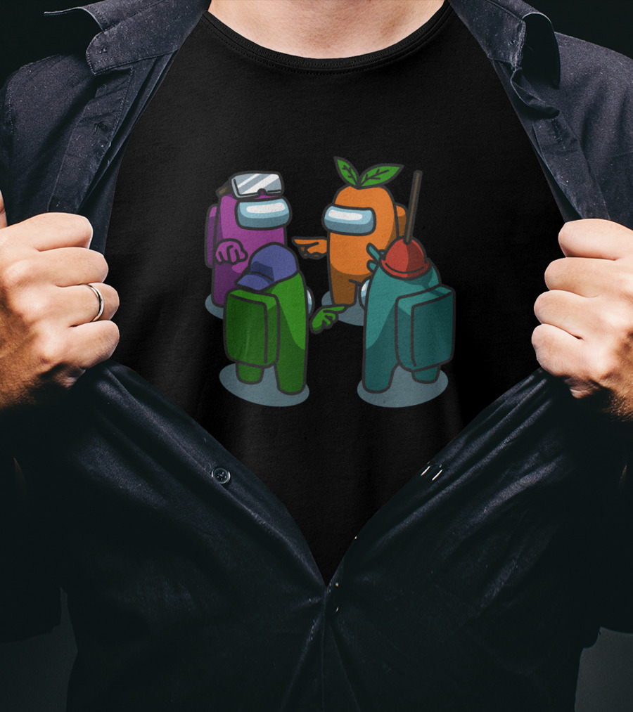 Among Us Characters Discussion With Unique Hats And Leaves T-Shirt