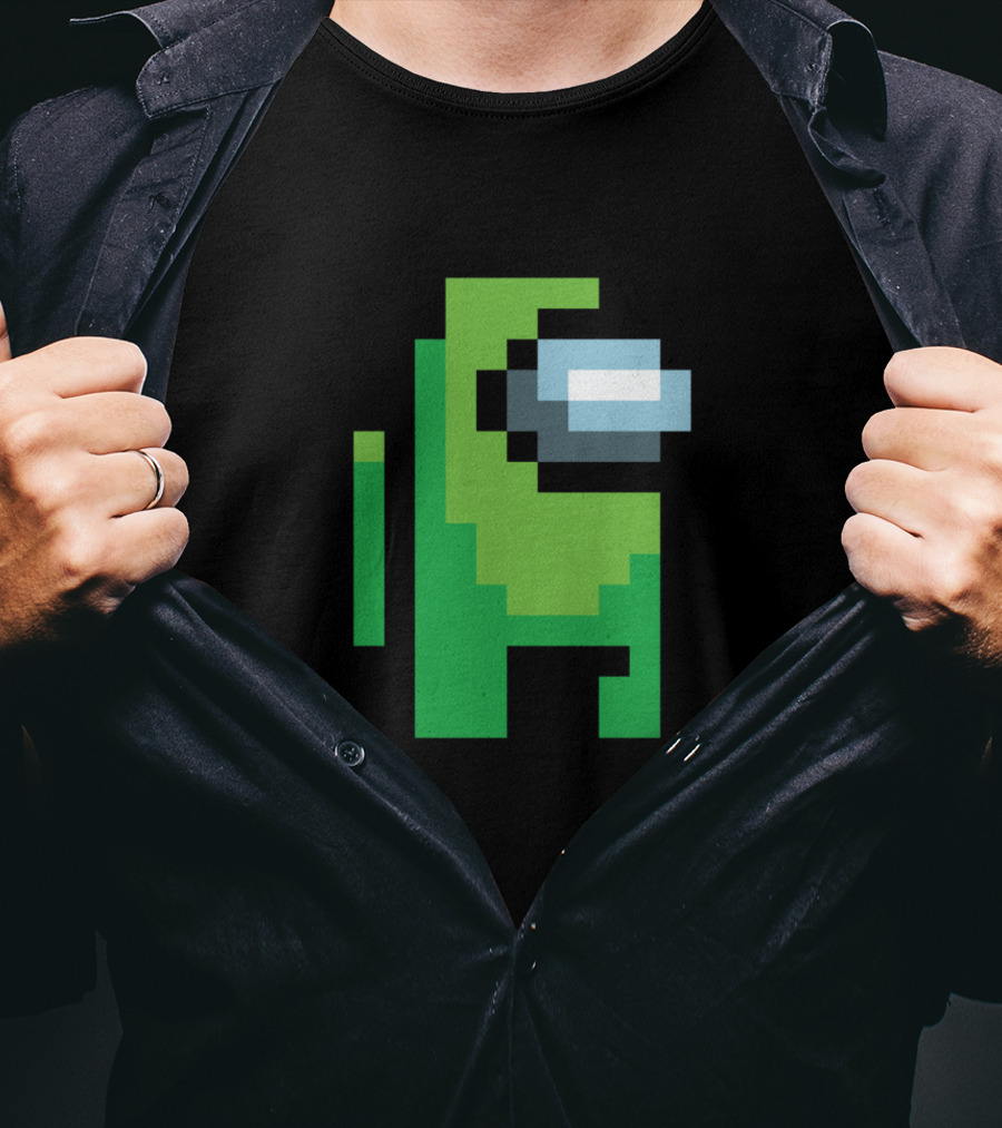 Among Us Lime Crewmate Character Pixel T-Shirt