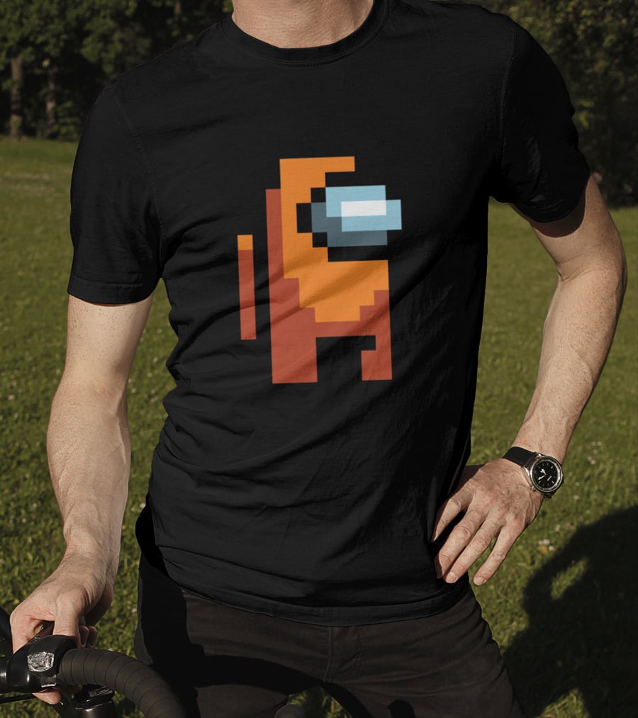 Among Us Orange Crewmate Pixel T-Shirt