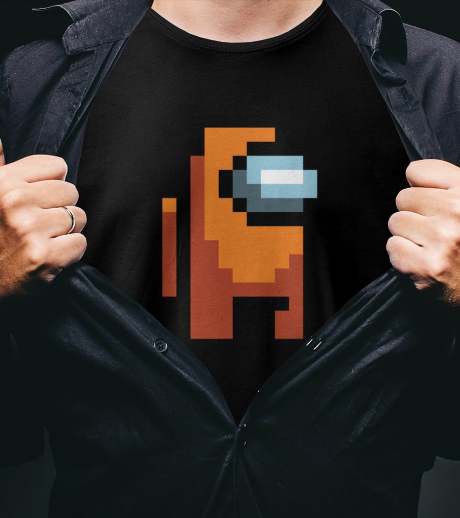 Among Us Orange Crewmate Pixel T-Shirt