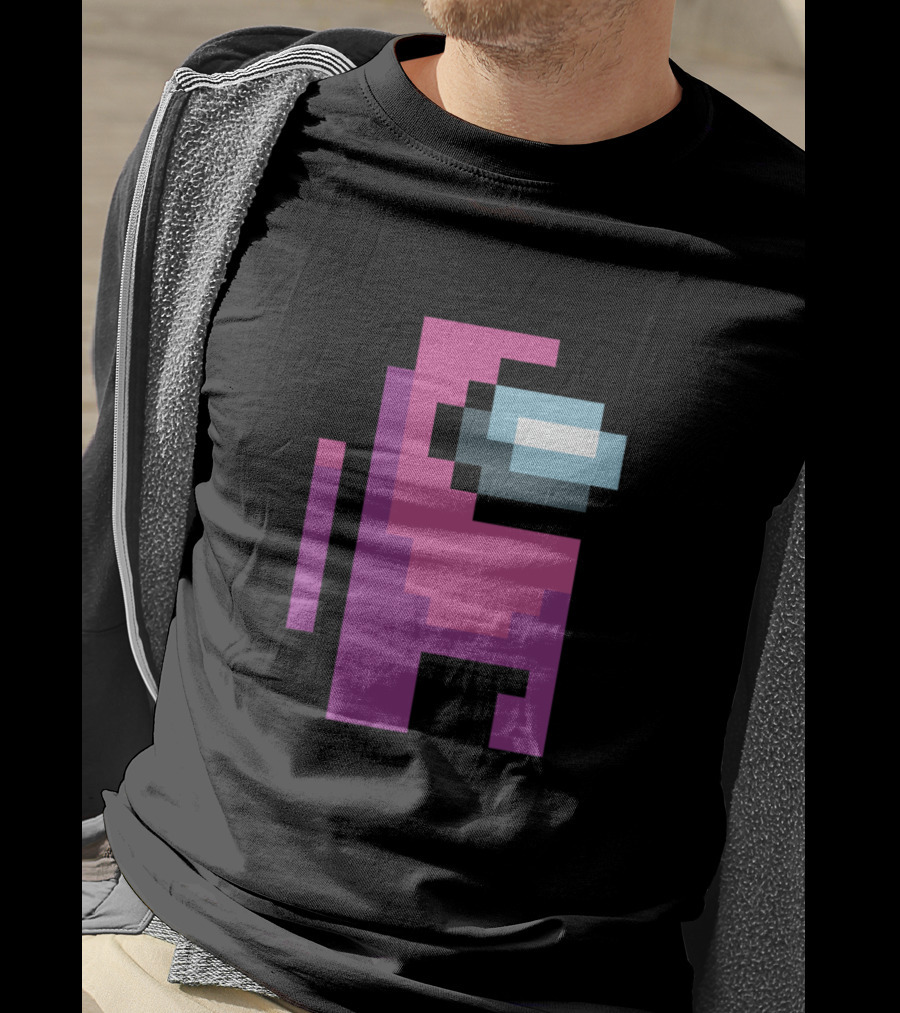 Among Us Pink Crewmate Character Pixel T-Shirt