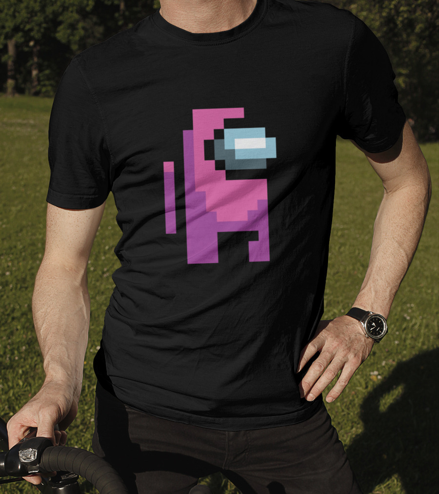 Among Us Pink Crewmate Character Pixel T-Shirt