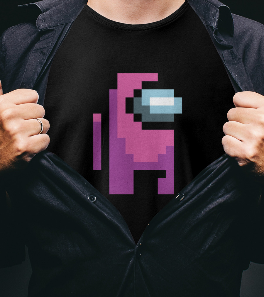 Among Us Pink Crewmate Character Pixel T-Shirt