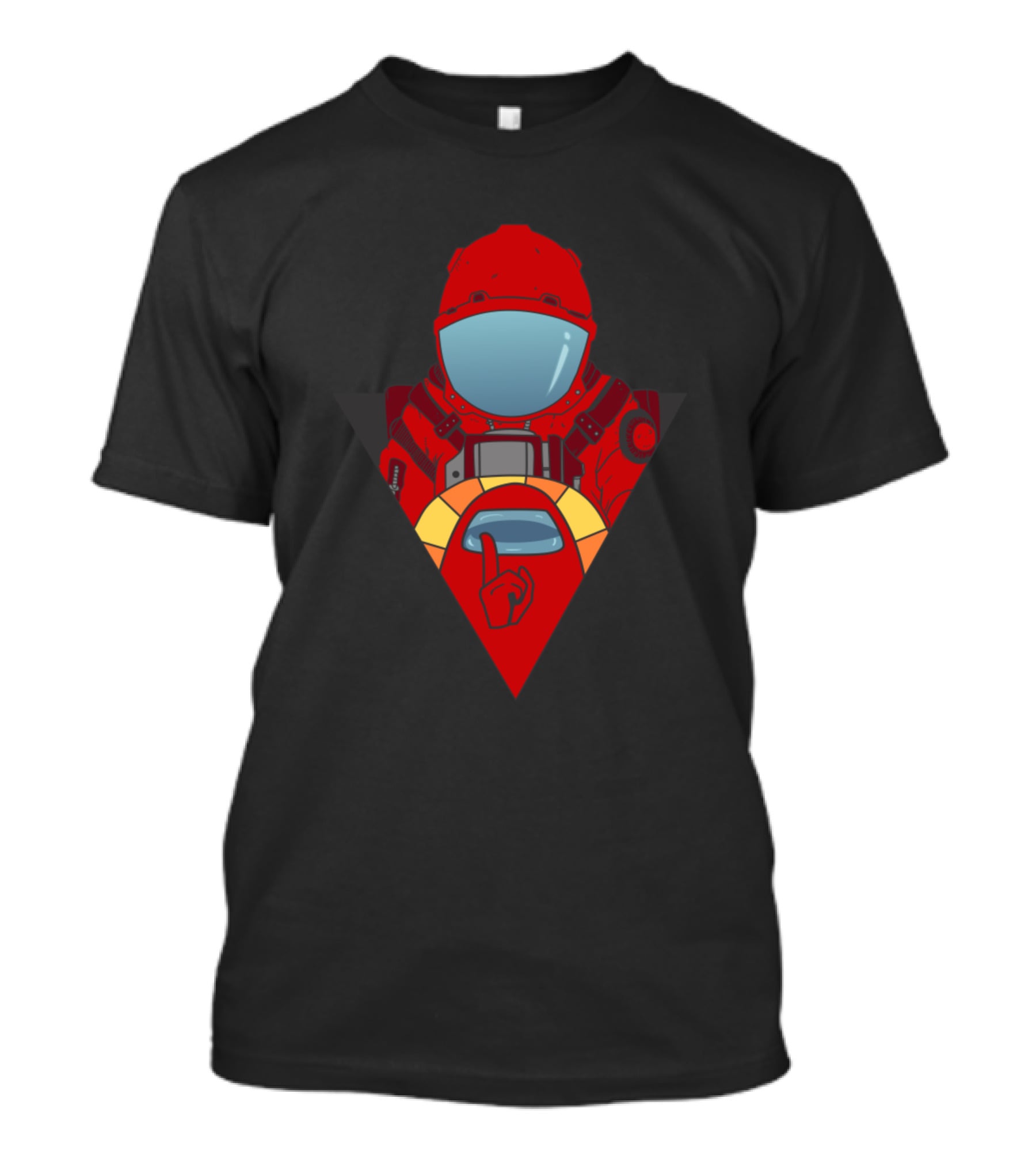 Among Us Red Impostor Crew Member Player Spaceship Silence Gesture T-Shirt